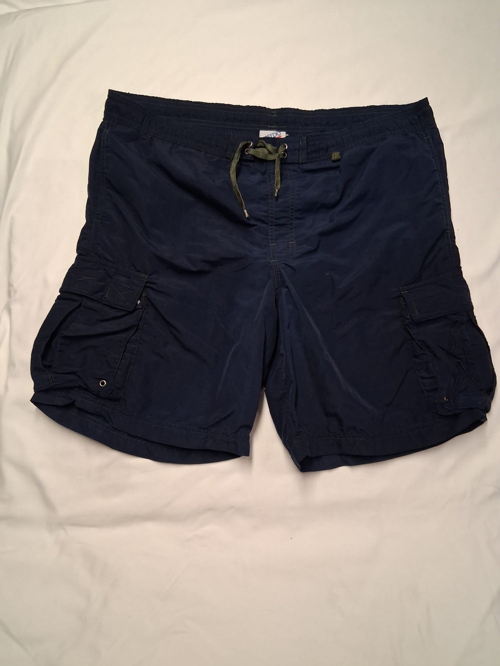 Speedo Dark Blue Cargo Swim Shorts with Green Drawstring